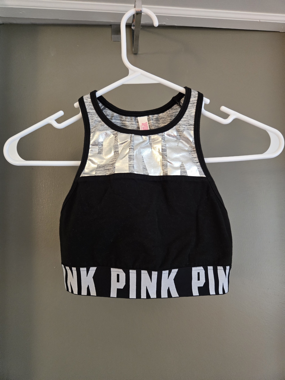 Victoria's Secret PINK Gray Heather High Neck Spots Bra